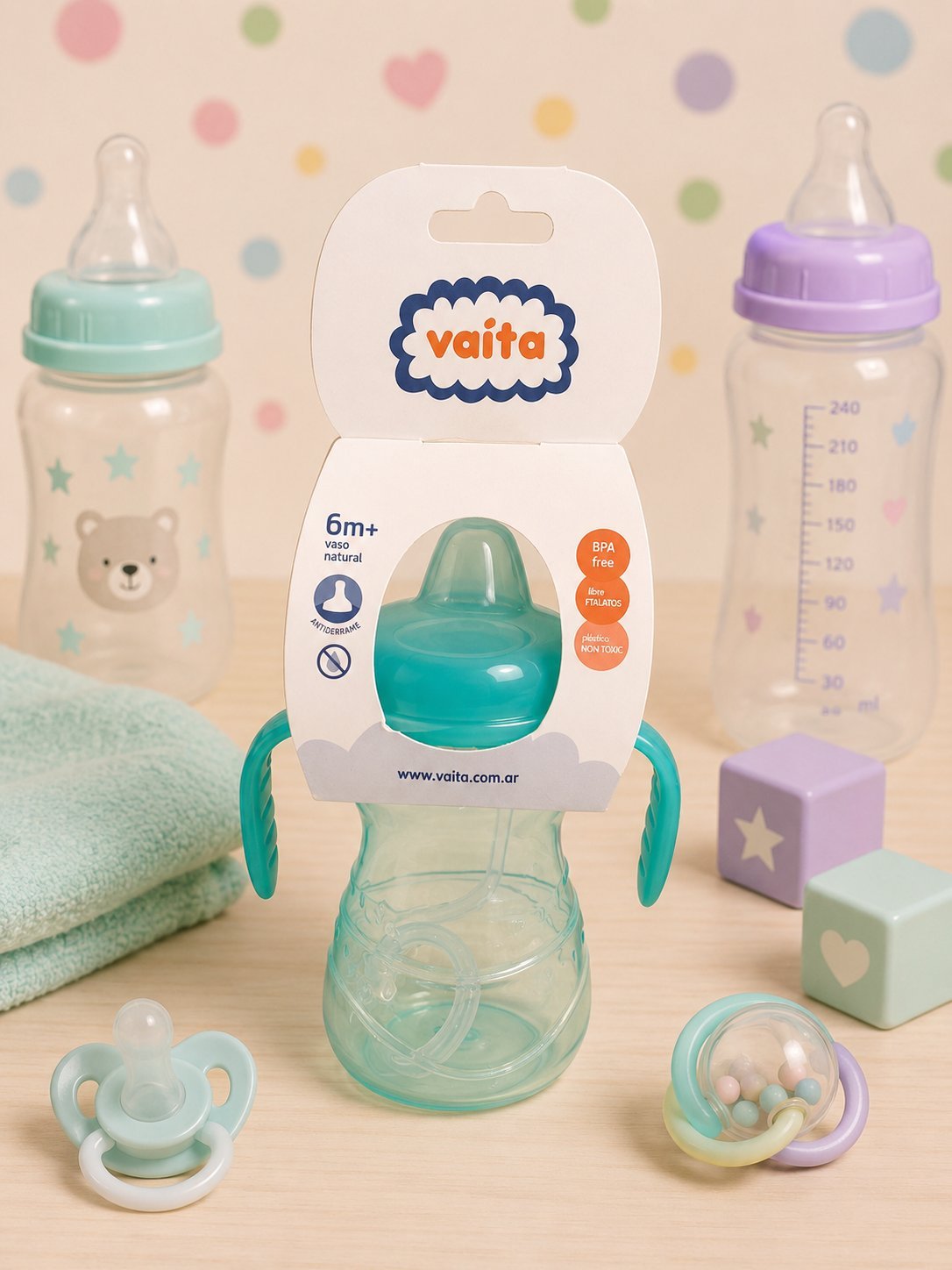 Vaso Entrenador Vaita Antiderrame con Asas 6m+