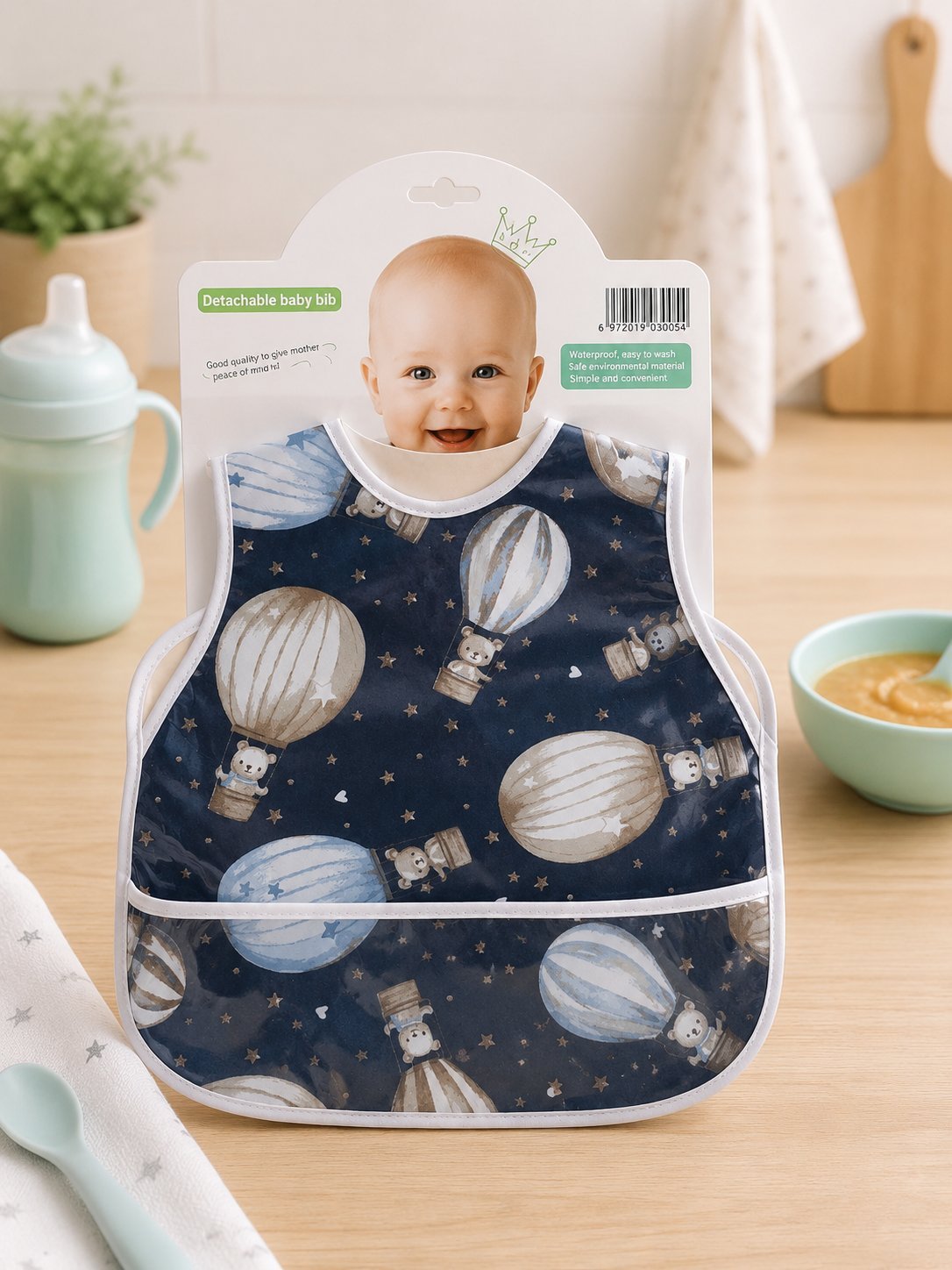 Babero Impermeable para Bebé con Bolsillo Recolector