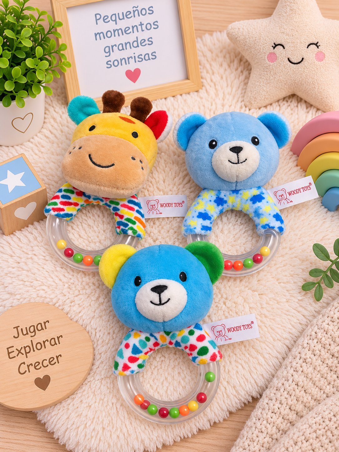 Sonajero con Aro Animalitos 5.5" – Woody Toys