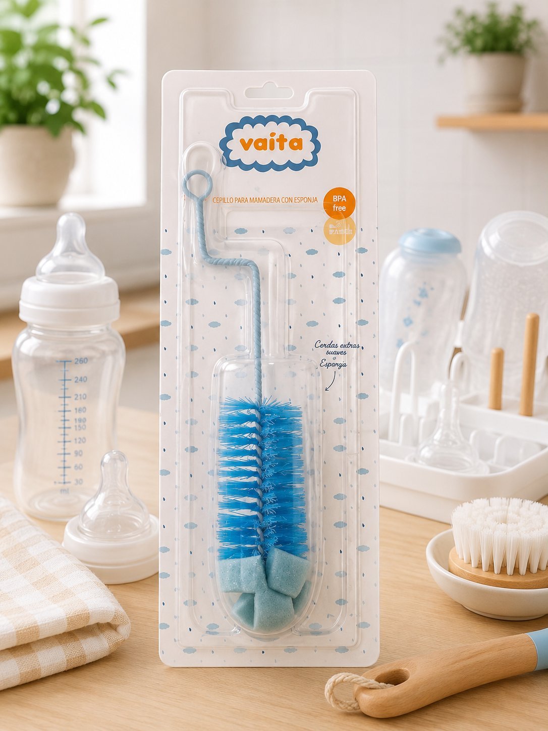 Cepillo para Mamadera con Esponja Vaita