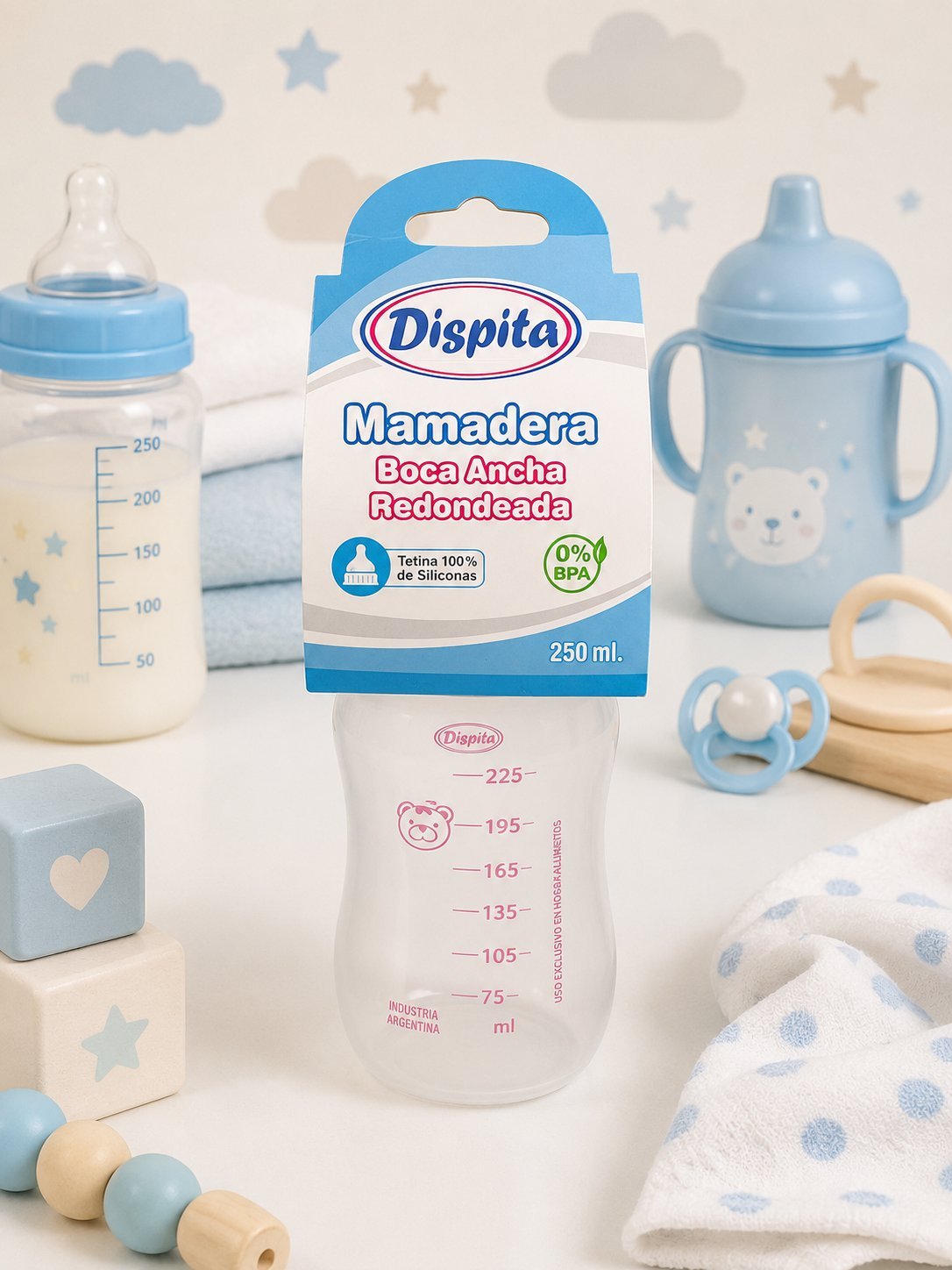 Mamadera Dispita Boca Ancha Redondeada 250 ml