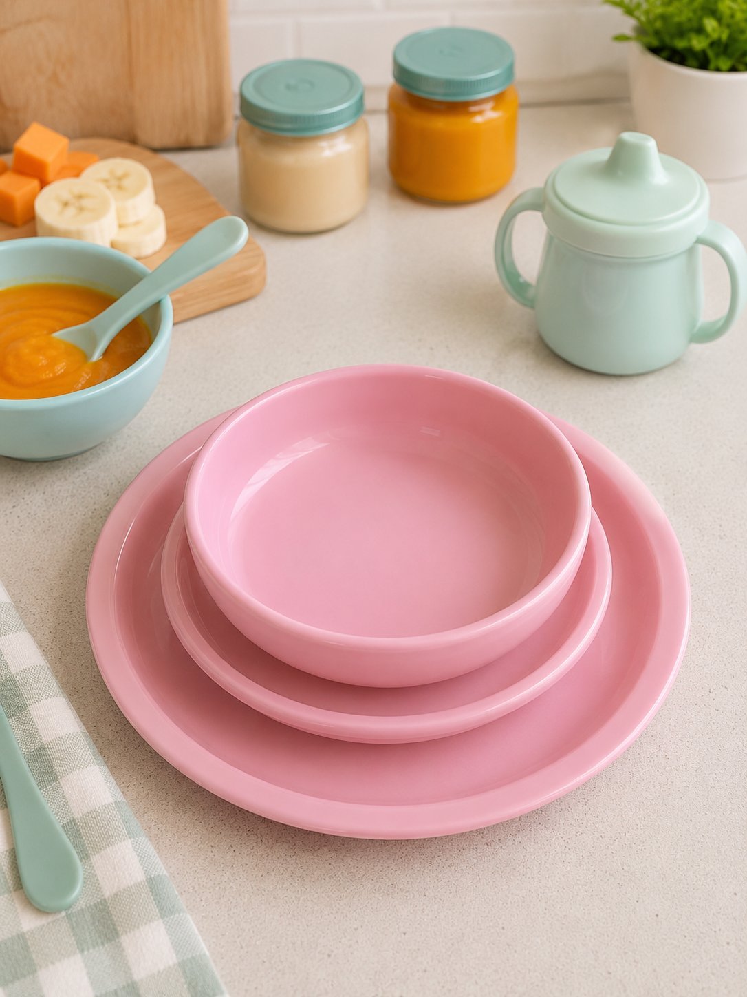 Set de 3 piezas: 2 platos playos y 1 plato hondo dispita