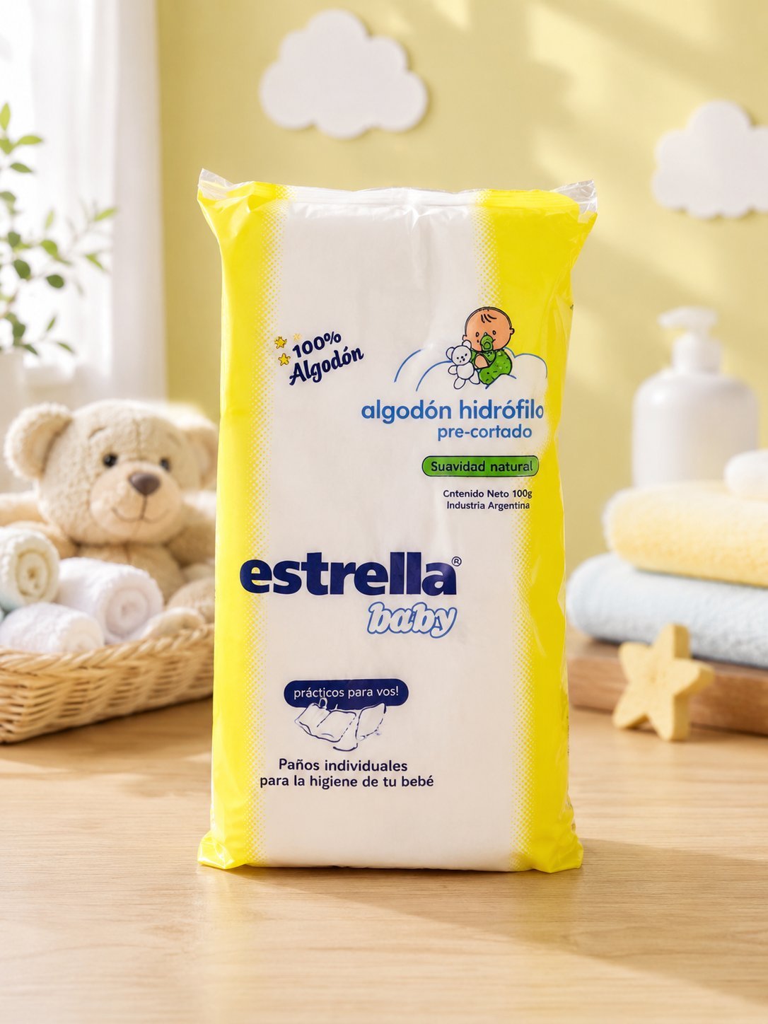 Estrella Baby Algodón Hidrófilo Precortado – 100 g