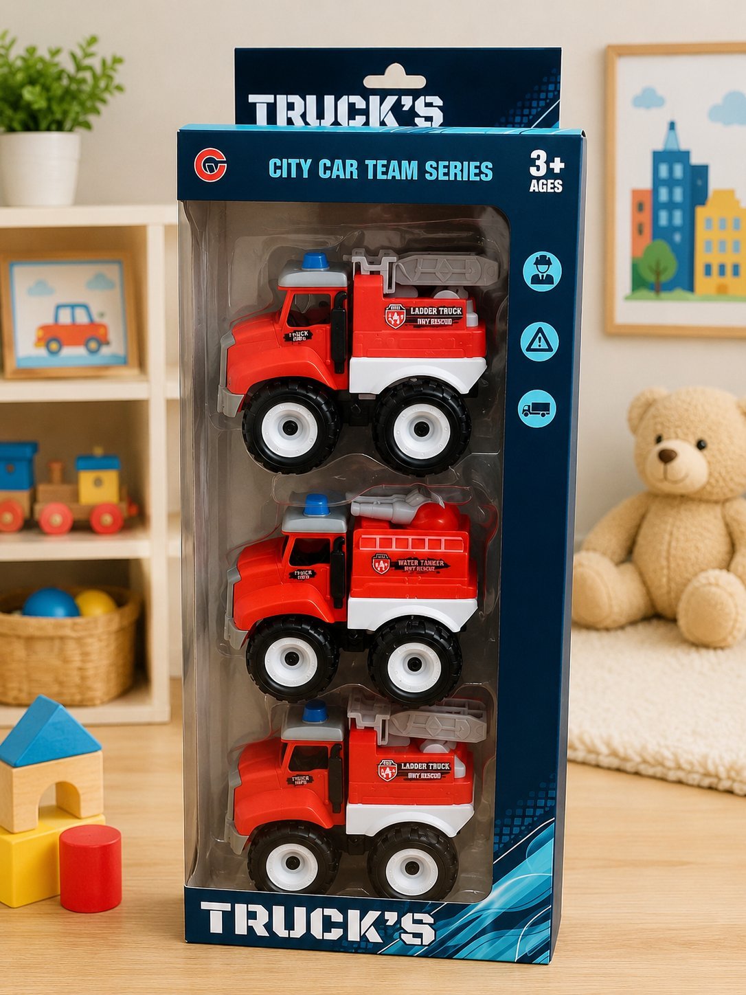 Set de Camiones de Rescate City Car Team Series x3