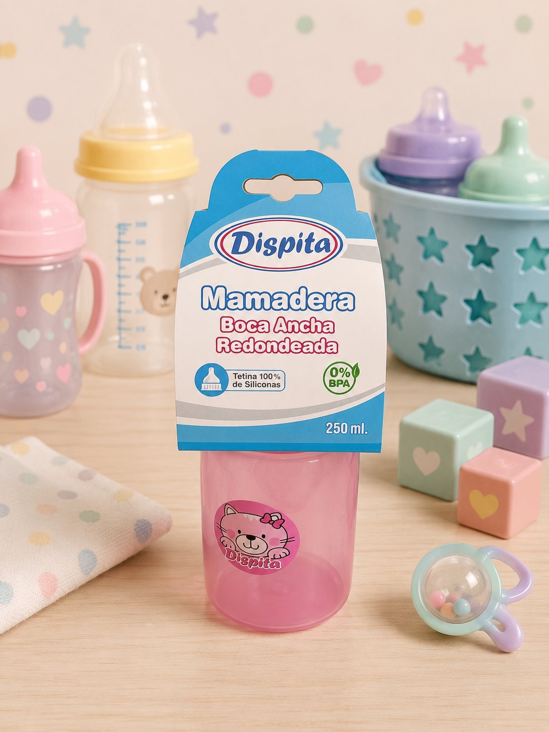 Mamadera Dispita Boca Ancha Redondeada 250 ml